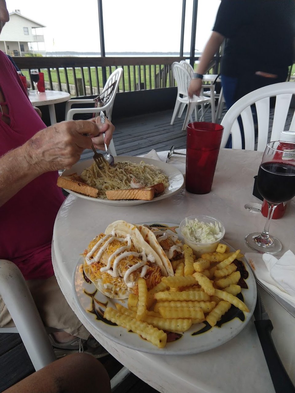 Mahi Mahi Tacos and Shrimp Alfredo