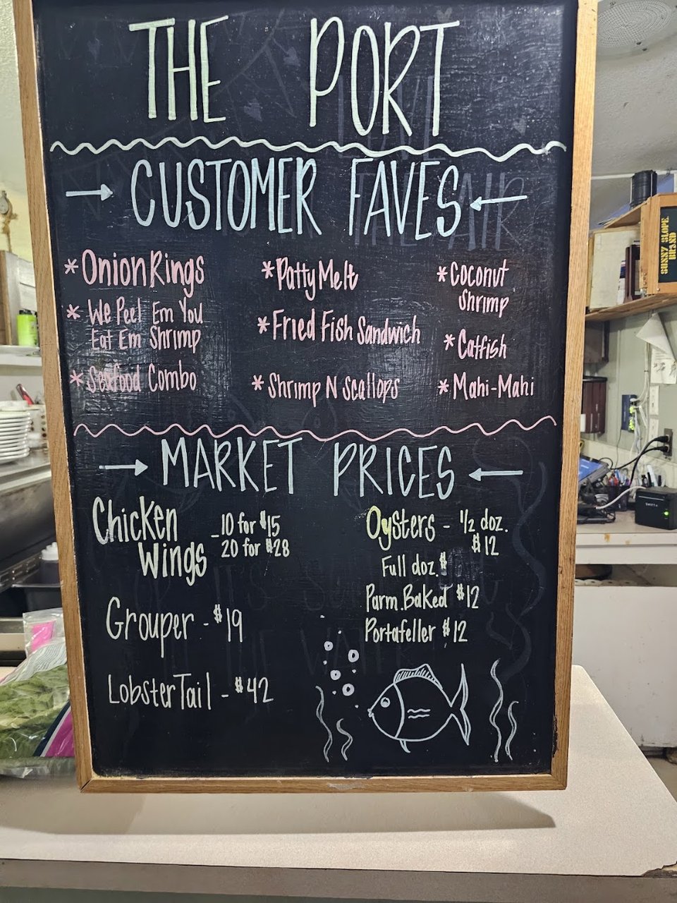 Menu page with appetizers and sandwiches.